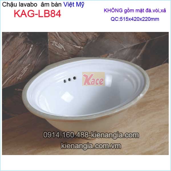 Chậu lavabo  âm bàn 51,5x42 cm Việt Mỹ KAG-LB84
