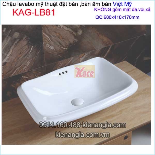 Chậu lavabo ĐẶT BÀN ,bán âm bàn Việt Mỹ KAG-LB81
