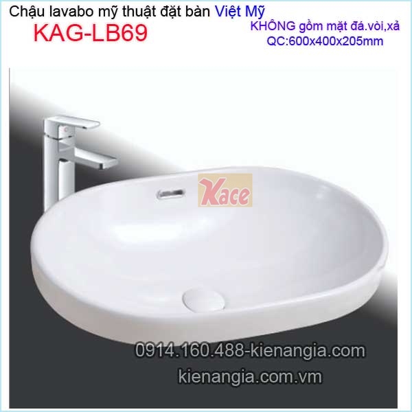 Chậu lavabo ĐẶT BÀN ,bán âm bàn Việt Mỹ KAG-LB69