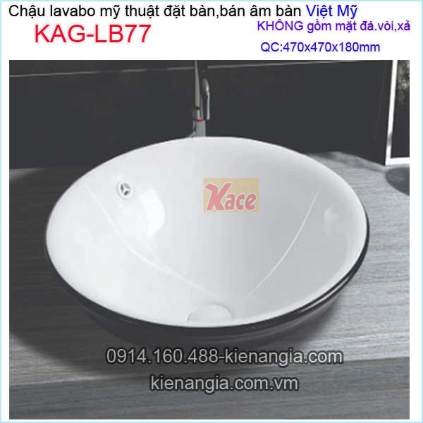 Chậu lavabo ĐẶT BÀN ,bán âm bàn Việt Mỹ KAG-LB77