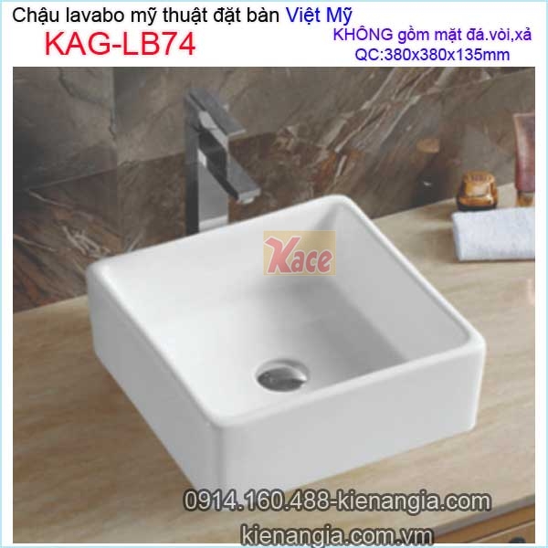 Chậu lavabo vuông ĐẶT BÀN mỹ thuật Việt Mỹ KAG-LB74