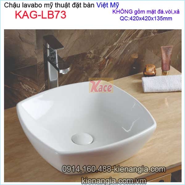Chậu lavabo vuông ĐẶT BÀN mỹ thuật Việt Mỹ KAG-LB73
