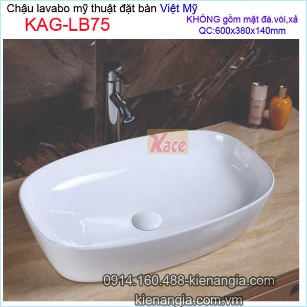 Chậu lavabo ĐẶT BÀN mỹ thuật Việt Mỹ KAG-LB75