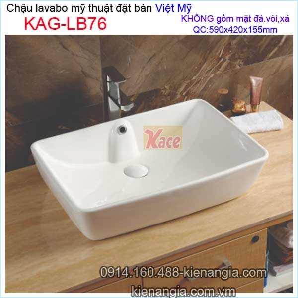 Chậu lavabo ĐẶT BÀN mỹ thuật Việt Mỹ KAG-LB76