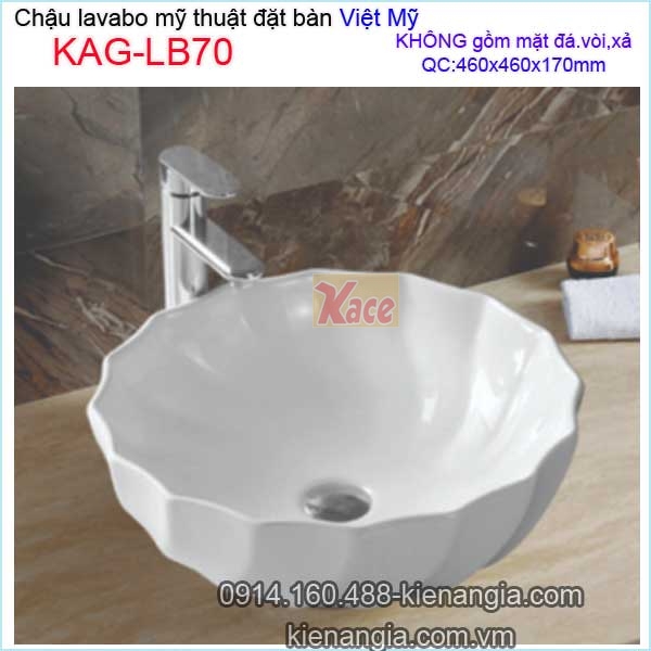 Chậu lavabo ĐẶT BÀN ,tô sứ mỹ thuật Việt Mỹ KAG-LB70