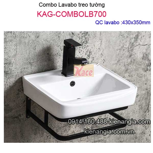 Combo chậu lavabo treo tường bằng sứ giá rẻ KAG-ComboLB700