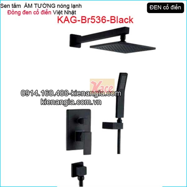 Sen tắm âm tường nóng lạnh đồng đen cổ điển KAG-Br536-Black