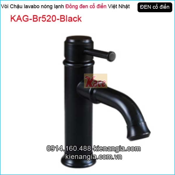 Vòi lavabo nóng lạnh cổ điển đồng màu đen KAG-Br520-Black