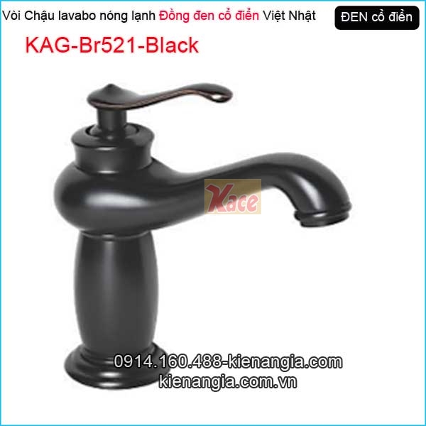 Vòi lavabo nóng lạnh cổ điển đồng màu đen KAG-Br521-Black