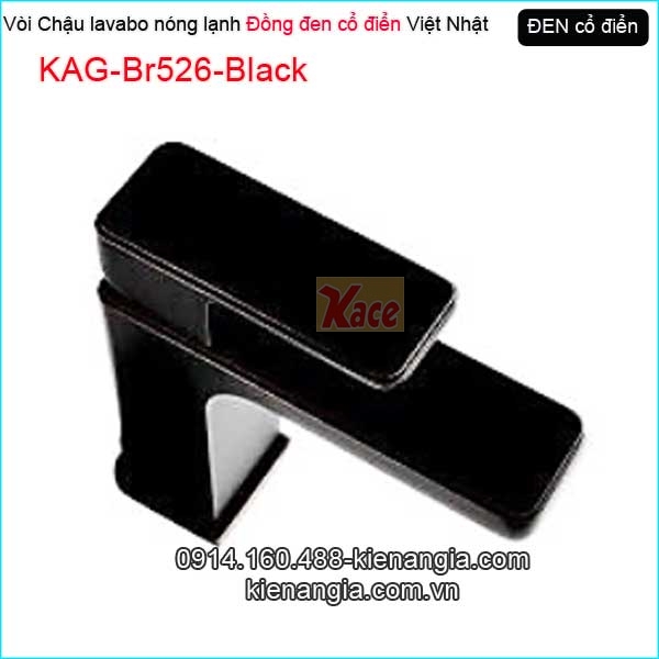 Vòi lavabo nóng lạnh cổ điển đồng màu đen KAG-Br526-Black