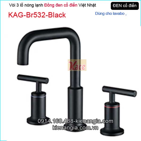 Vòi đồng cổ điển màu đen âm tường nóng lạnh KAG-Br532-Black