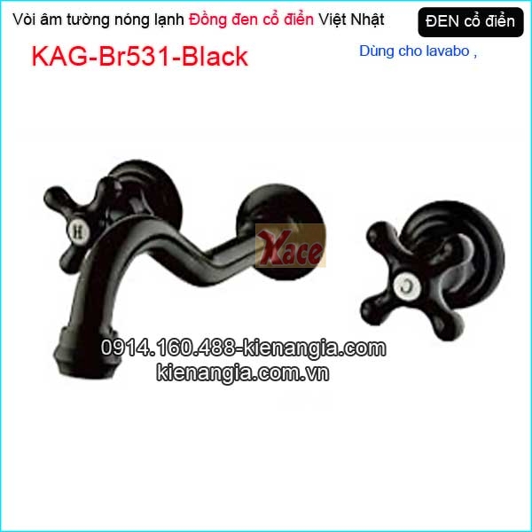 Vòi đồng cổ điển màu đen âm tường nóng lạnh KAG-Br531-Black