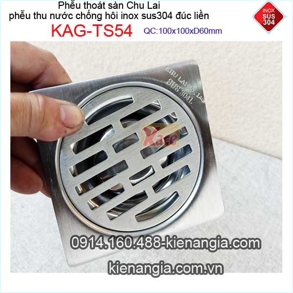 Thoát sàn inox 10x10xD60 Chu Lai KAG-TS54