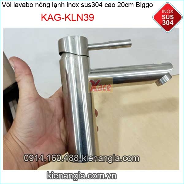 Vòi lavabo nóng lạnh inox304  20cm biggo-KAG-KLN39