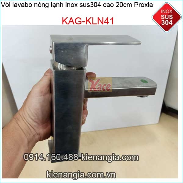 Vòi lavabo nóng lạnh inox304 vuông 20cm Proxia KAG-KLN41-1