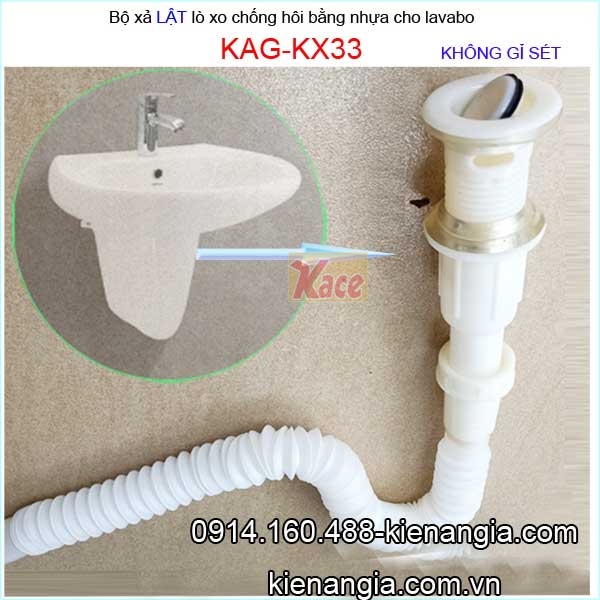 Xả lật lavabo ruột gà không gỉ sét KAG-KX33
