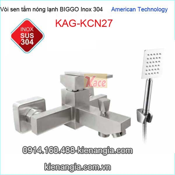 Vòi sen tắm nóng lạnh vuông  inox 304 Biggo KAG-KCN27
