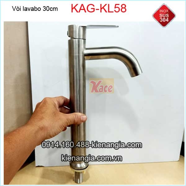 Vòi lavabo lạnh ống trúc 30cm inox-304-KAG-KL58