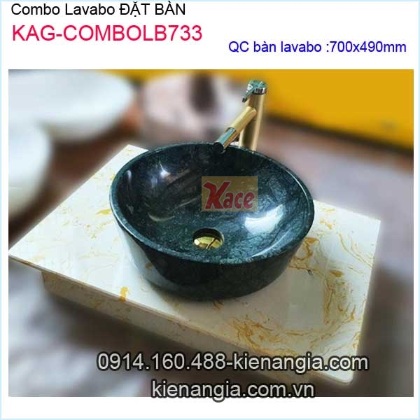 Combo chậu lavabo đặt bàn bằng đá KAG-COMBOLB733