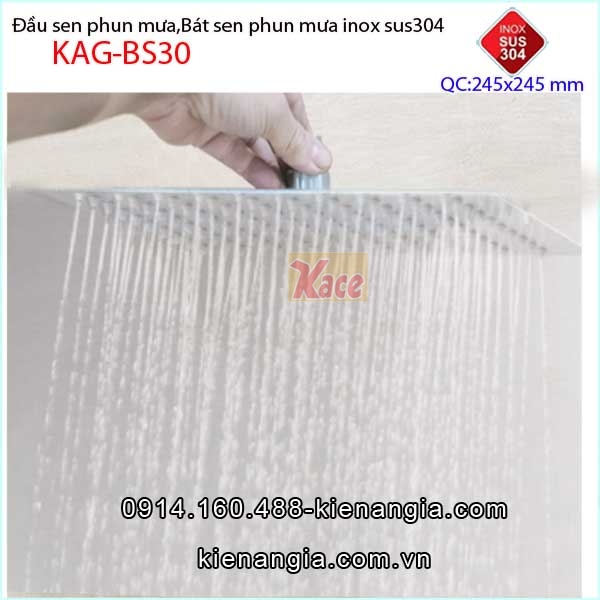 Đầu sen phun mưa vuông 25x25 cm inox sus304 KAG-BS30