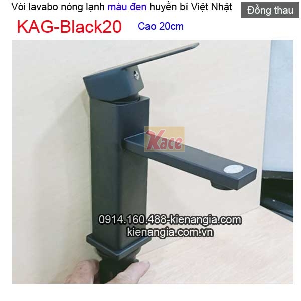 Vòi Vuông  chậu lavabo màu đen độc đáo nóng lạnh KAG-Black20
