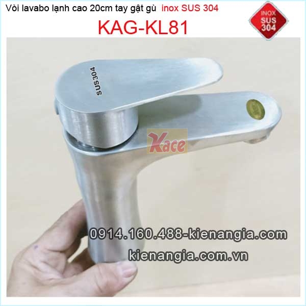 Vòi lavabo tay gạt inox sus304 20cm KAG-KL81