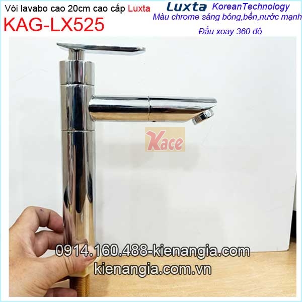 KAG-LX525-Voi-chau-lavabo-lanh-cao-20cm-dau-xoay-360F-Korea-Luxtta-KAG-LX525-20