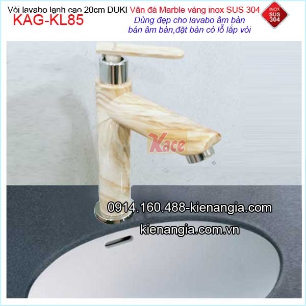 Vòi lavabo lạnh 20cm inox sus304 vân đá Marble vàng nâu KAG-KL85