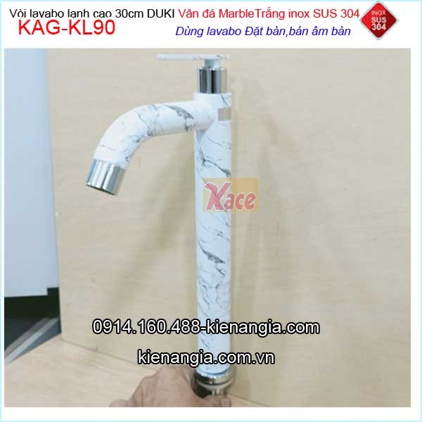 Vòi 30cm inox sus304 vân đá marble trắng  KAG-KL90