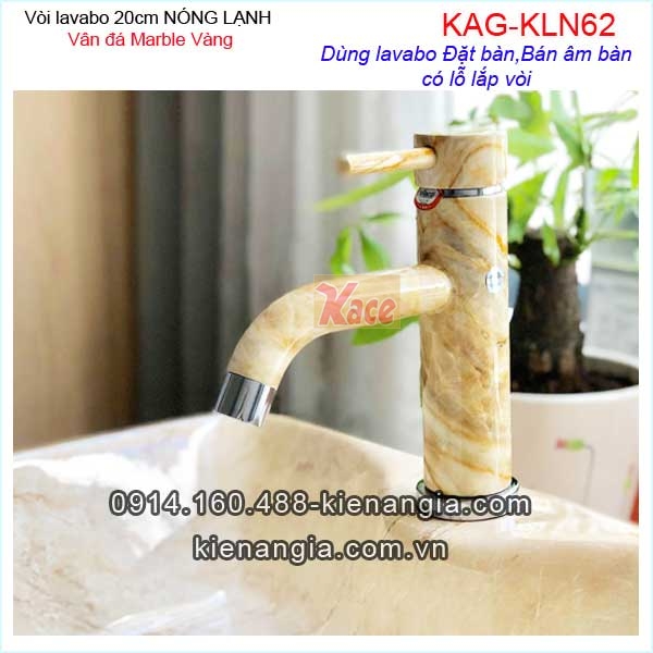 Vòi 20cm vân đá Marble lavabo nóng lạnh vàng nâu KAG-KLN62