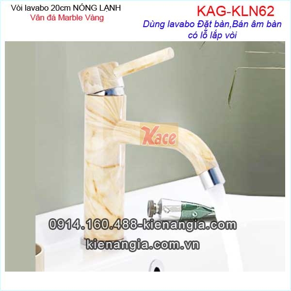 KAG-KLN62-Voi-ong-truc-lavabo-nong-lanh-20cm-van-da-Marble-Vang-KAG-KLN62
