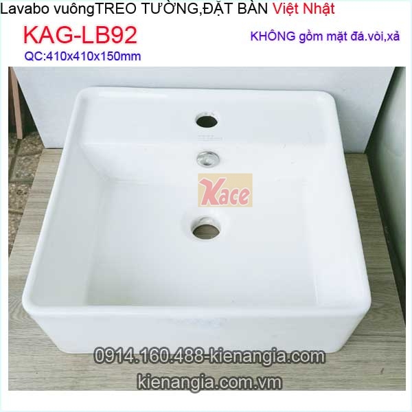 Chậu lavabo vuông treo tường và đặt bàn Việt Nhật KAG-LB92