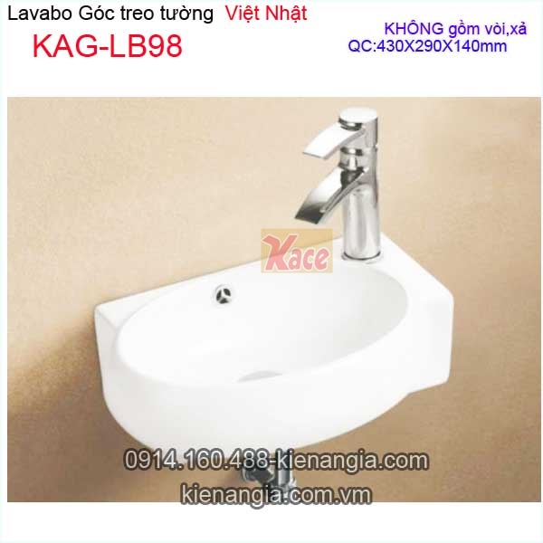 Chậu lavabo góc phải treo tường xinh Việt Nhật KAG-LB98