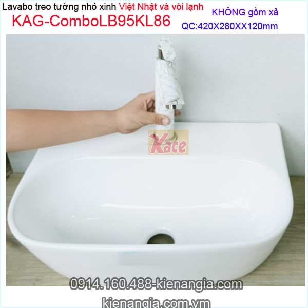 Combo lavabo treo tường,vòi inox 304 vân đá KAG-ComboLB95KL86