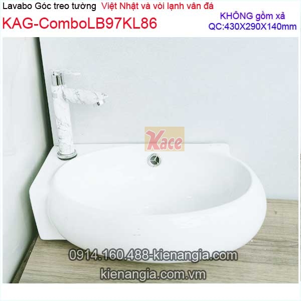 Combo lavabo góc,vòi inox 304 vân marble KAG-ComboLB98KL86
