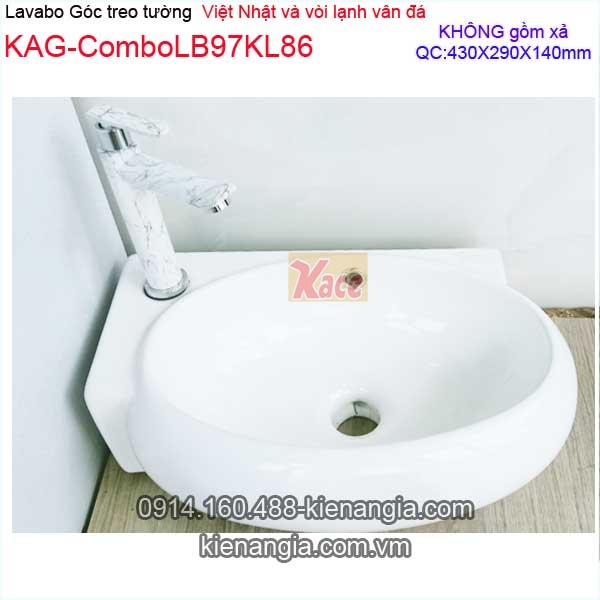 Combo lavabo góc và vòi inox 304 vân đá KAG-ComboLB97KL86