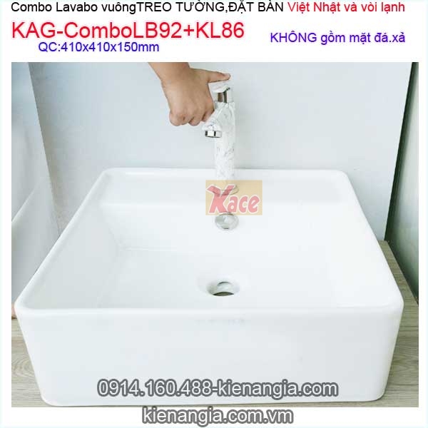 KAG-ComboLB92KL86-Chau-lavabo-vuong-treo-tuong-dat-ban-Viet-Nhat-voi-lanh-KAG-LB92KL86