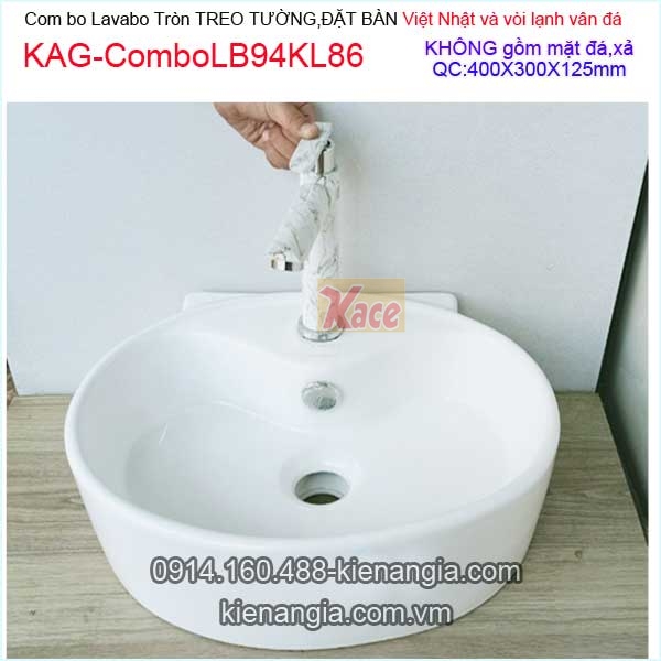 KAG-ComboLB94KL86-Combo-Chau-lavabo-tron-treo-tuong-dat-ban-Viet-Nhat-voi-lanh-KAG-ComboLB94KL86