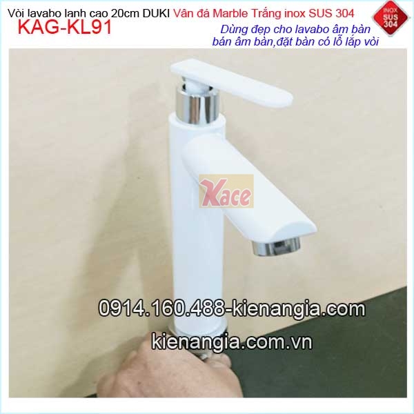 Vòi 20cm inox 304 sơn tĩnh điện màu trắng KAG-KL91