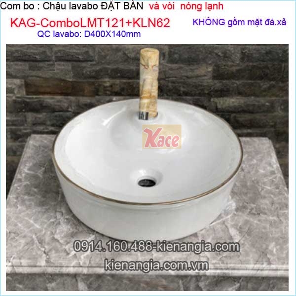 Combo lavabo hoa văn và vòi vân đá  KAG-ComboLMT121-KLN62