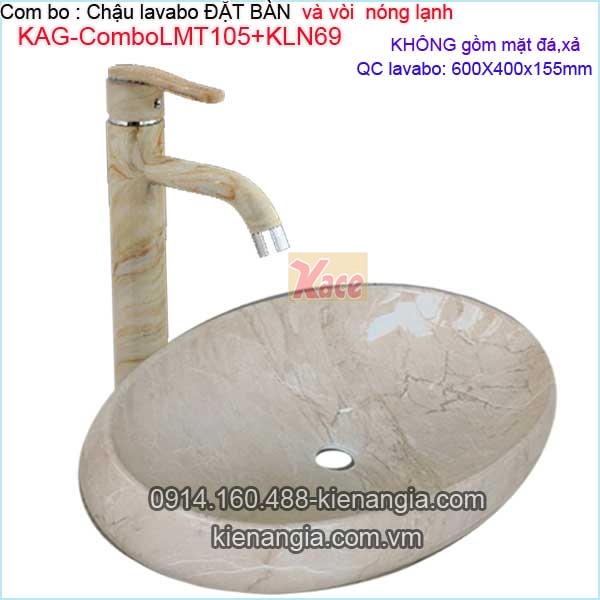 Combo lavabo vân đá ,vòi nóng lạnh KAG-ComboLMT105-KLN69