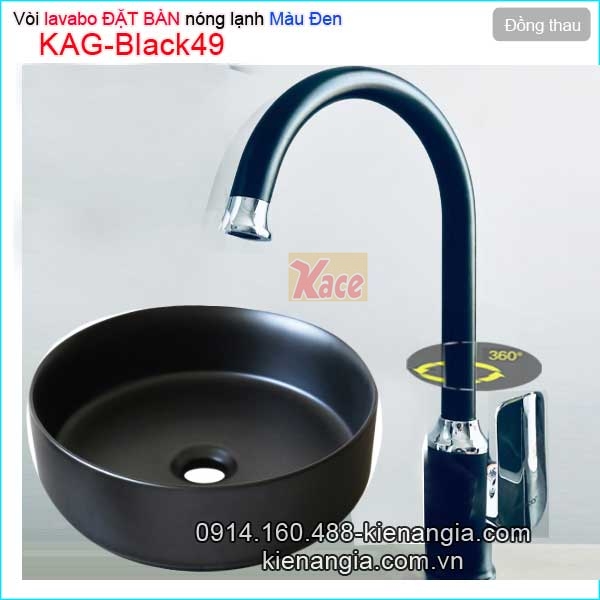 Vòi màu đen nóng lạnh lavabo đặt bàn KAG-Black49