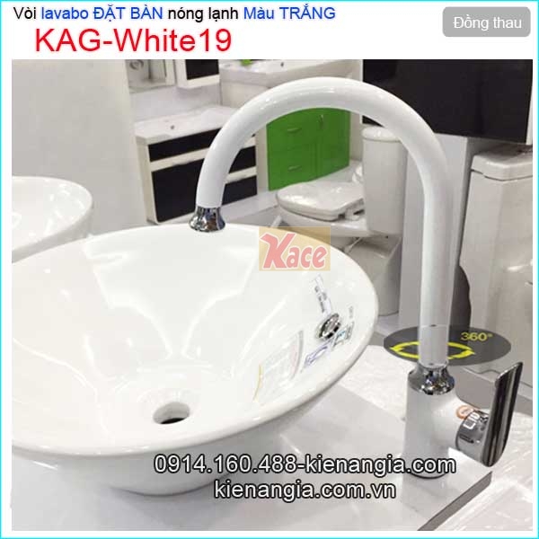 Vòi màu trắng nóng lạnh lavabo đặt bàn KAG-White19