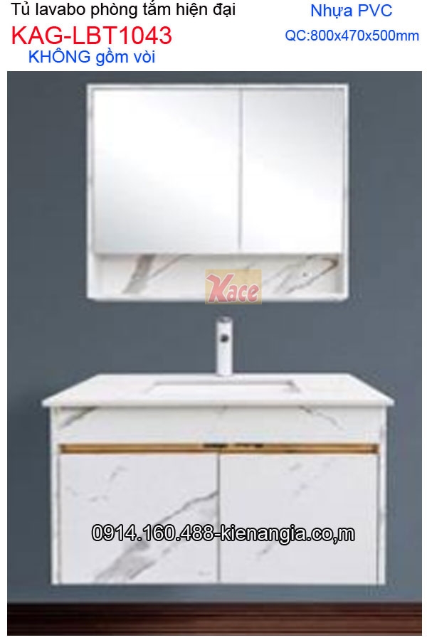 Tủ lavabo phòng tắm hiện đại  PVC 80cm cao cấp KAG-LBT1043