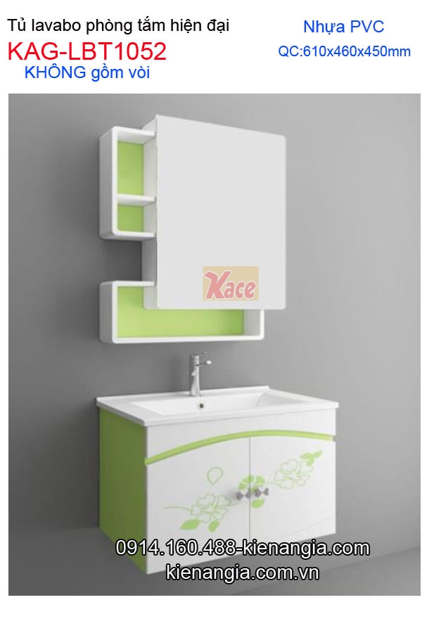 Tủ lavabo phòng tắm nhỏ xinh hiện đại  PVC 60cm KAG-LBT1052