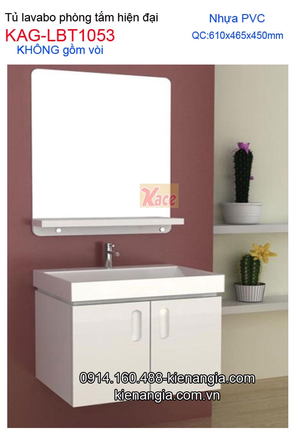 Tủ lavabo phòng tắm nhỏ xinh hiện đại  PVC 60cm KAG-LBT1053
