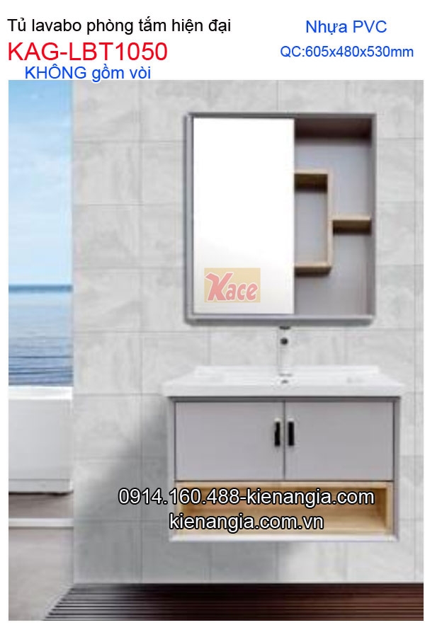 Tủ lavabo phòng tắm nhỏ xinh hiện đại  PVC 60cm KAG-LBT1050
