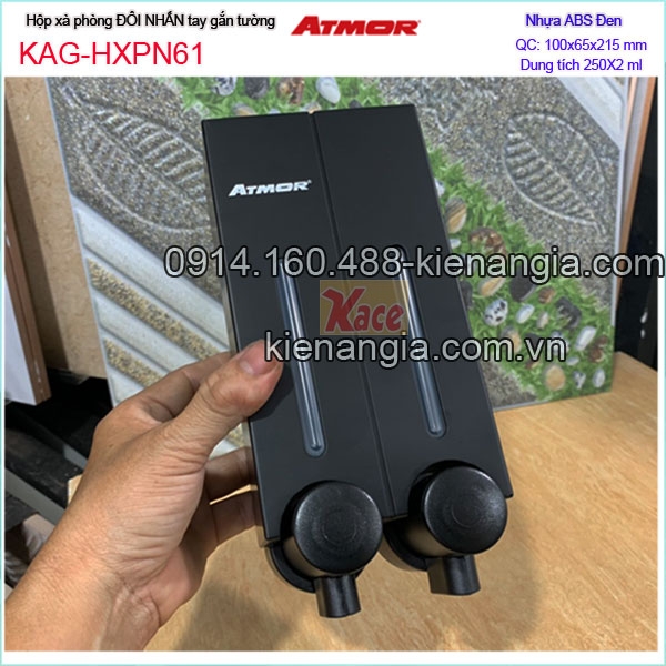 Hộp xà phòng nhấn đôi màu đen ATMOR KAG-HXPN61