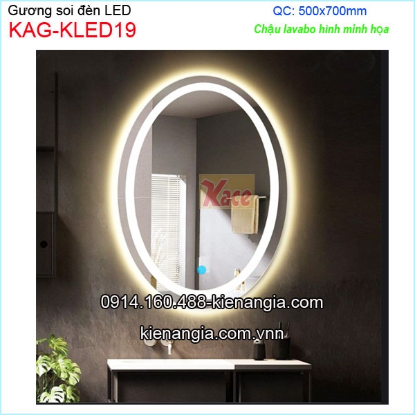Gương soi đèn Led oval 500x700-KAG-KLED19
