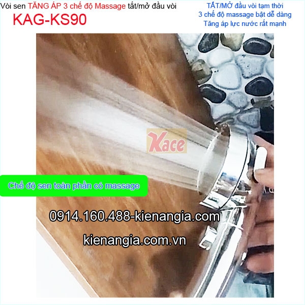Vòi hoa sen tăng áp 3 chế độ massage KAG-KS90
